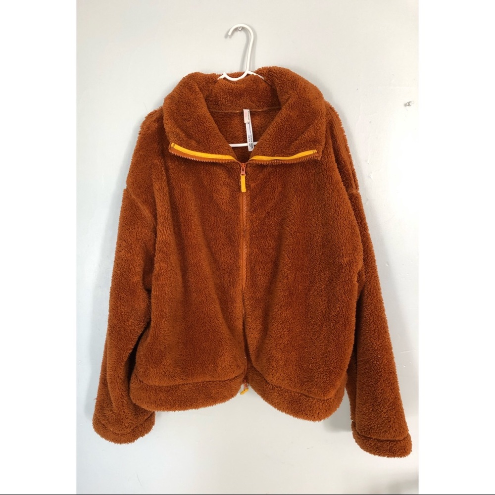 FREE PEOPLE MOVEMENT BROWN HIGH NECK JACKET